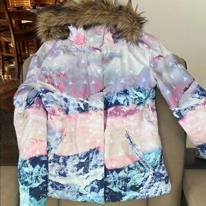 Colorful Winter Jacket with Faux Fur Hood
